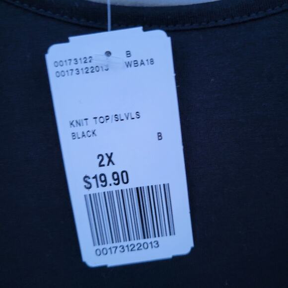 NWT New Forever 21 Plus Womens 2X Black Sleeveless Fringe Back Tank Top - Picture 4 of 5